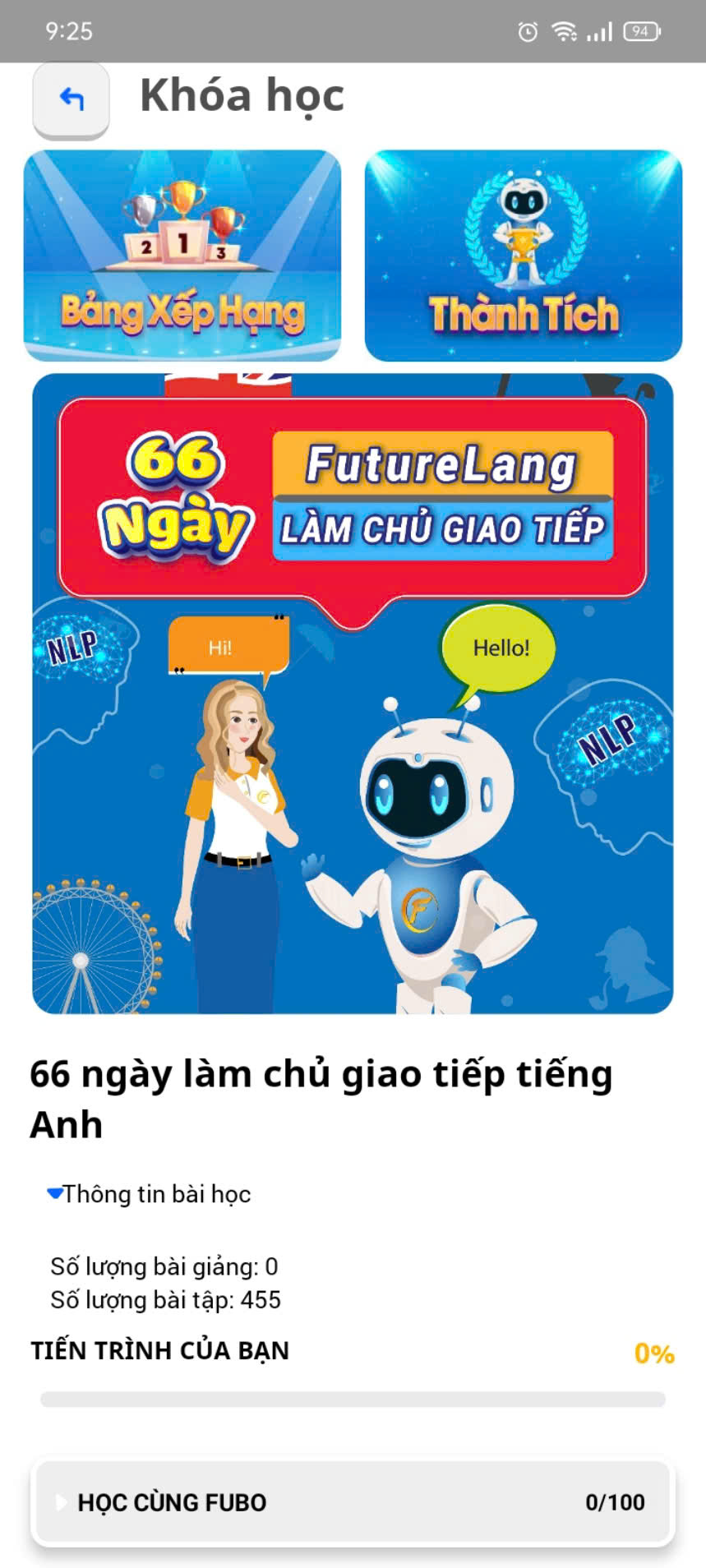 tính năng mới trong app học Futurelang